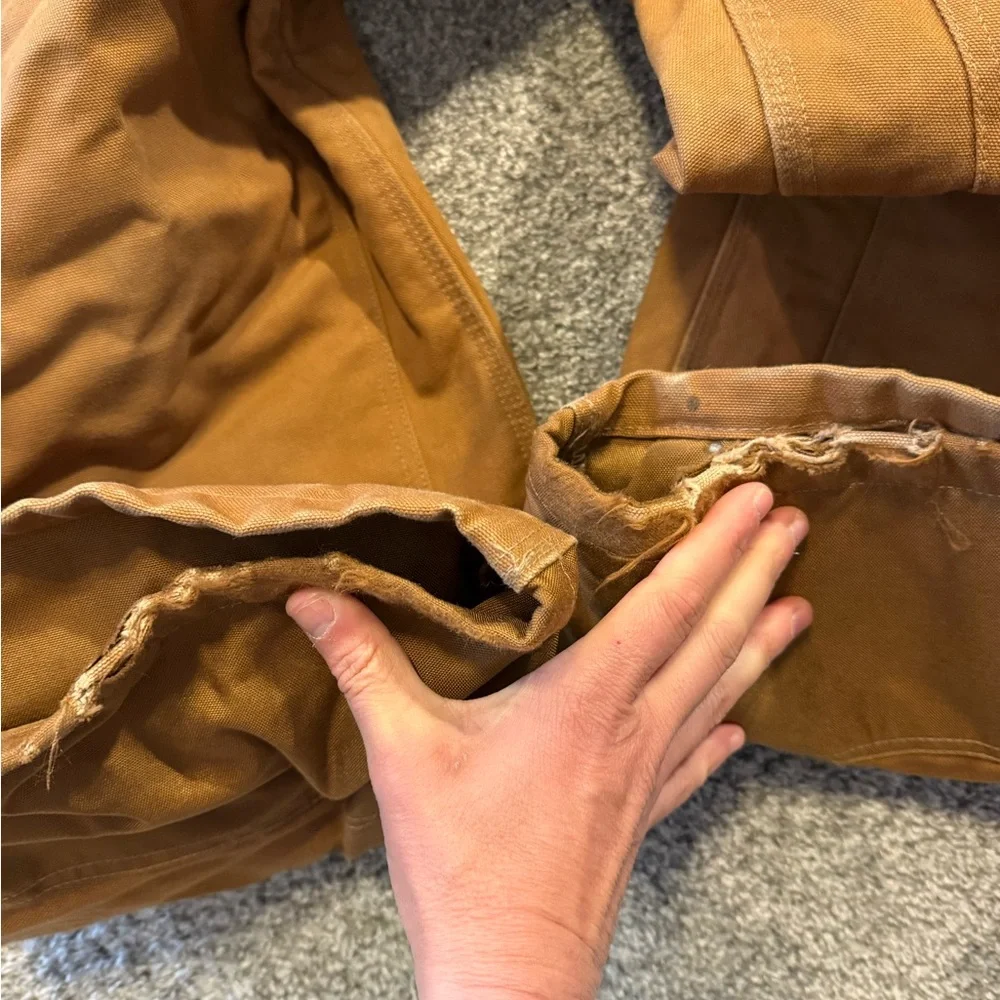 Carhartt Quilted Lined Duck Bib Overalls Mens 50x32‎ Zip To Thigh R41 BRN * - Picture 9 of 10